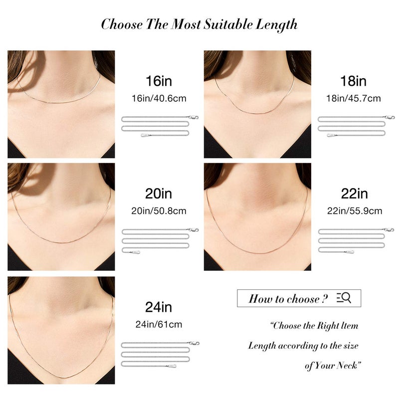 CIELTEAR 925 Sterling Silver Chain Necklace for Women 0.8mm Box Chain, Italian Necklace Chain, Super Strong & Thin & Long16/18/20/22/24 Inches - Image 2